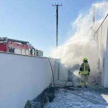 Pożar w kotłowni. Spaleniu uległ pellet