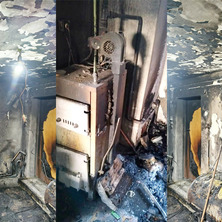 Pożar kotłowni. W budynku kobieta z dzieckiem